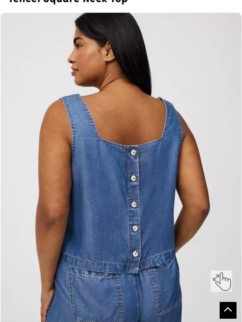 torrid NWT Blue Denim Square-Neck Tank Top with Back Buttons